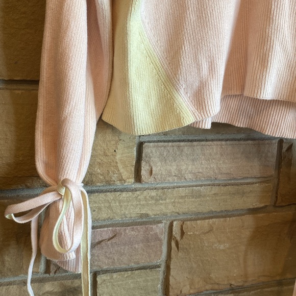 Margaret O'Leary Yellow/Pale Orange Sleeve Tie Sweater - Picture 3 of 6